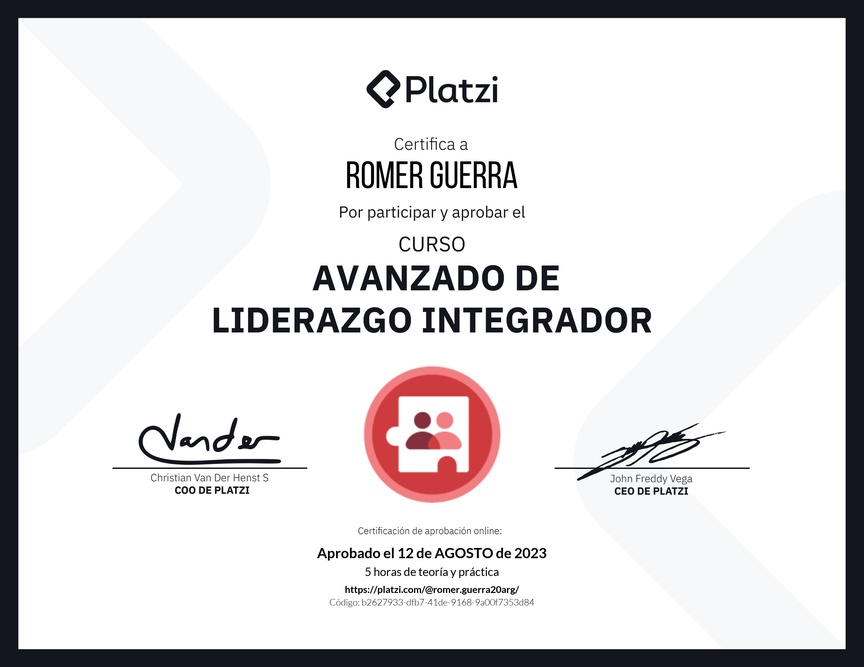Diploma del Curso Avanzado de Liderazgo: Adapta tu Estilo de Liderazgo