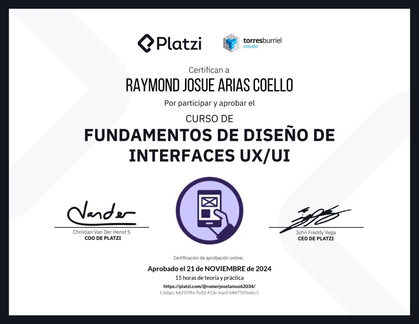 Diploma del Curso de Fundamentos de Diseño de Interfaces UX/UI