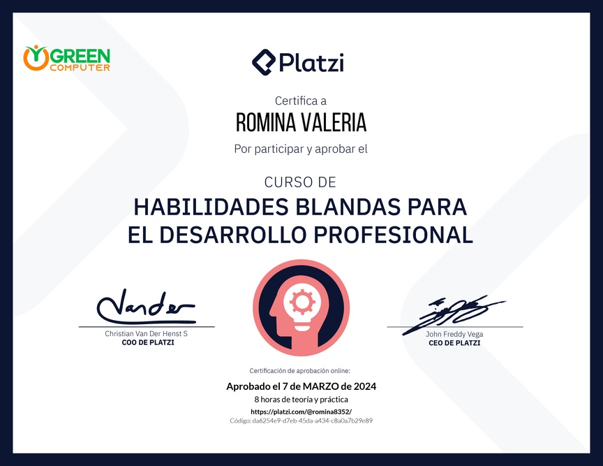 Diploma del Curso de Habilidades Blandas para el Desarrollo Profesional