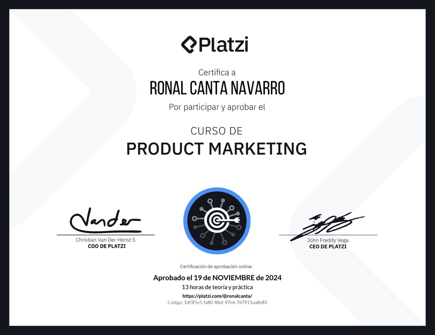 Diploma del Curso de Product Marketing