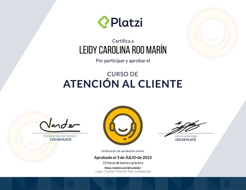 Diploma del Curso de Atención al Cliente