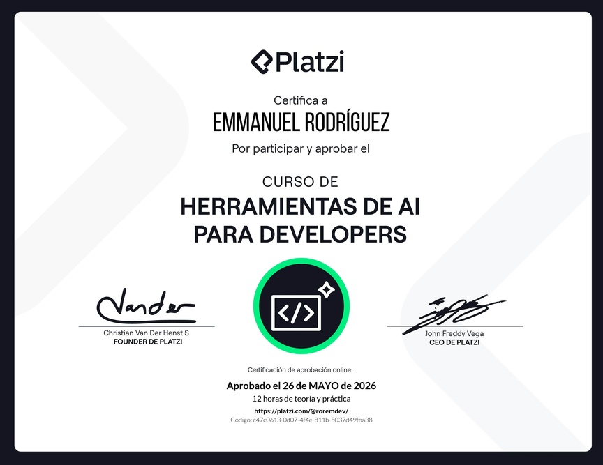 Diploma del Curso de Herramientas de AI para Developers
