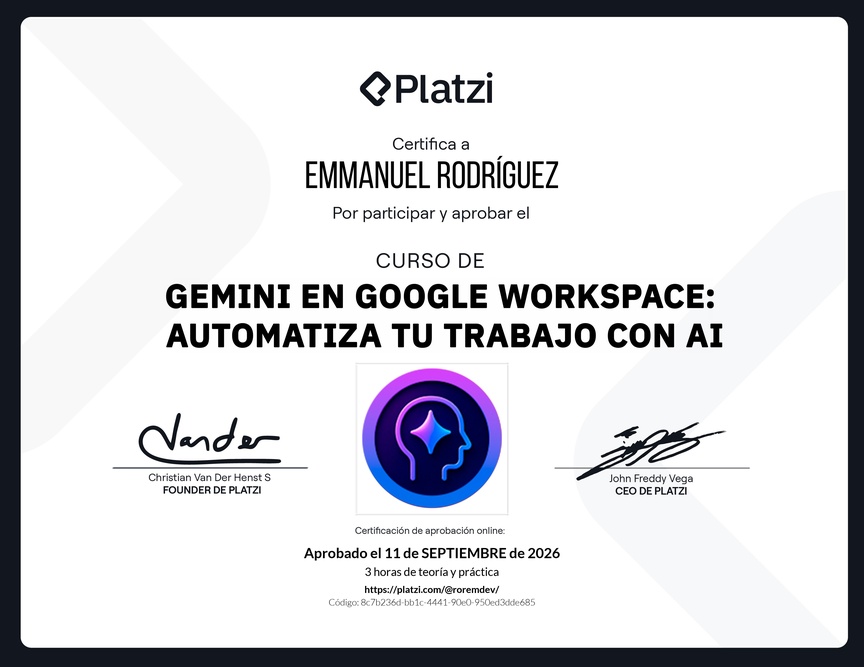 Diploma del Curso de Gemini en Google Workspace