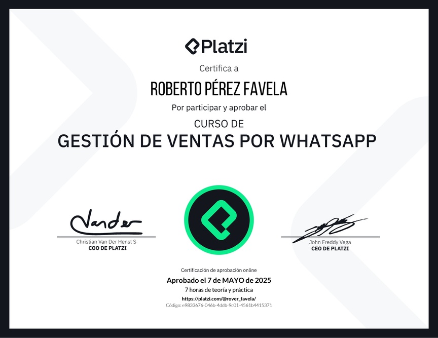 Diploma de Gestión de ventas por Whatsapp