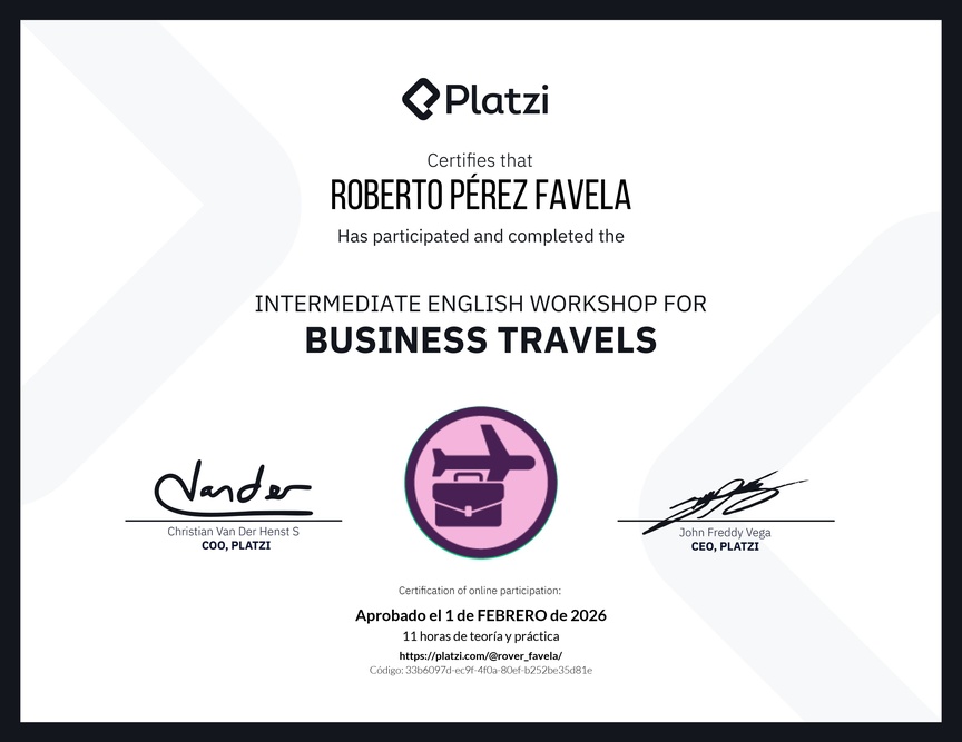 Diploma del Curso de Inglés Práctico para Viajes de Negocios