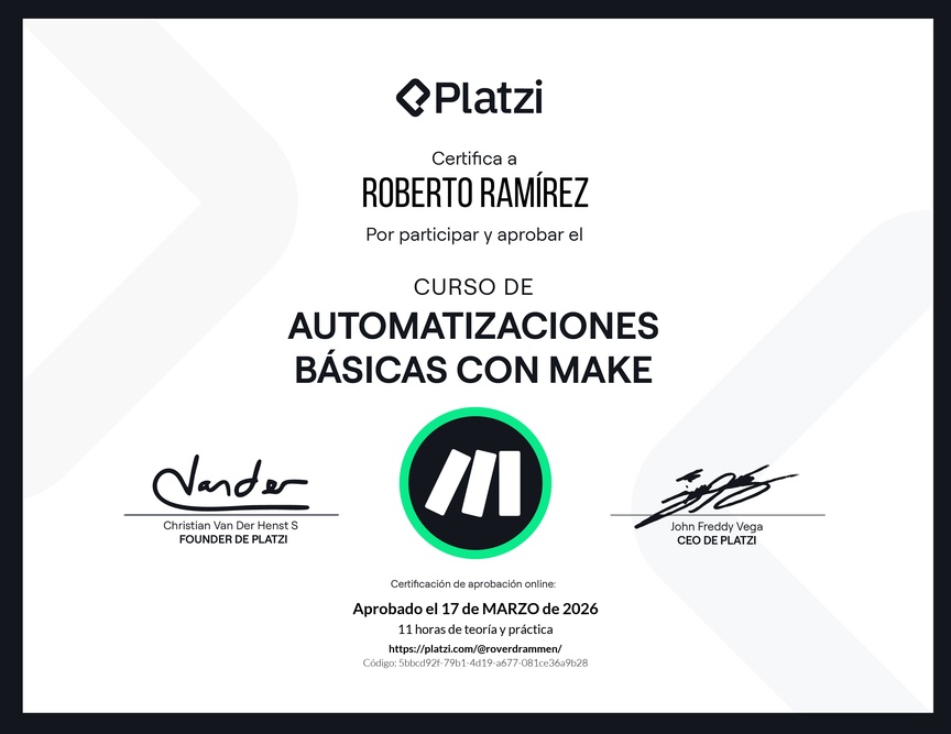 Diploma del Curso de Automatizaciones Básicas con Make
