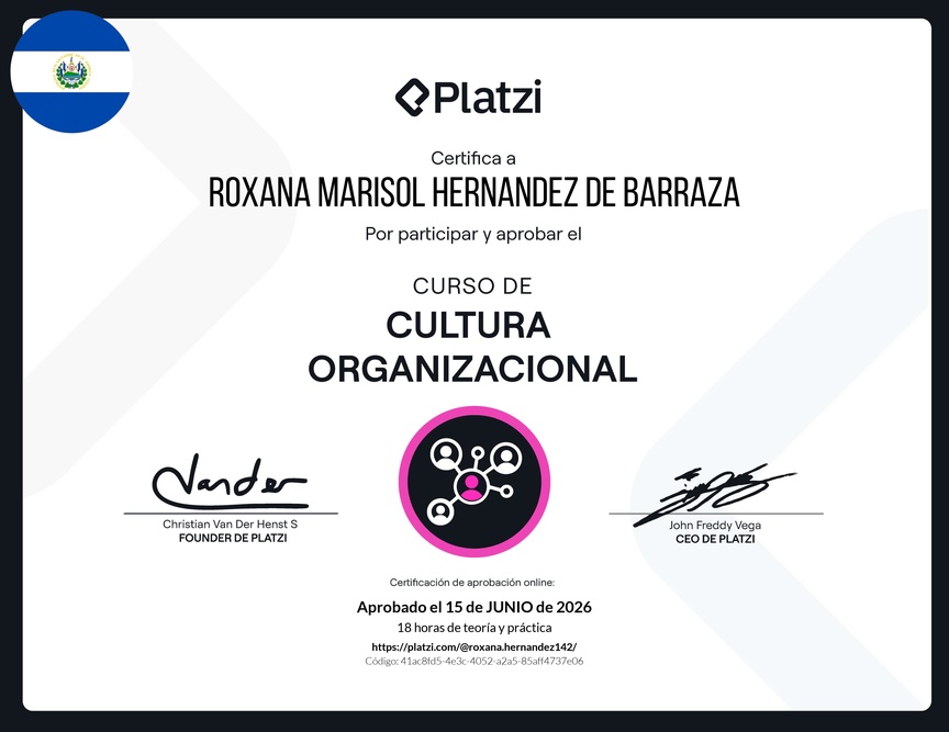 Diploma del Curso de Cultura Organizacional