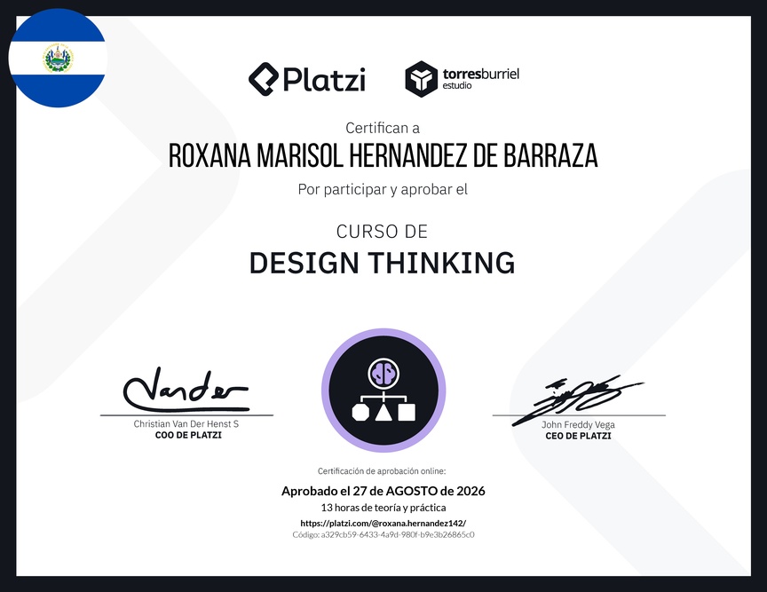 Diploma del Curso de Design Thinking