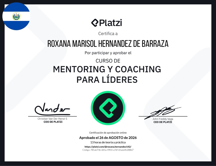 Diploma del Curso de Mentoring y Coaching para Líderes