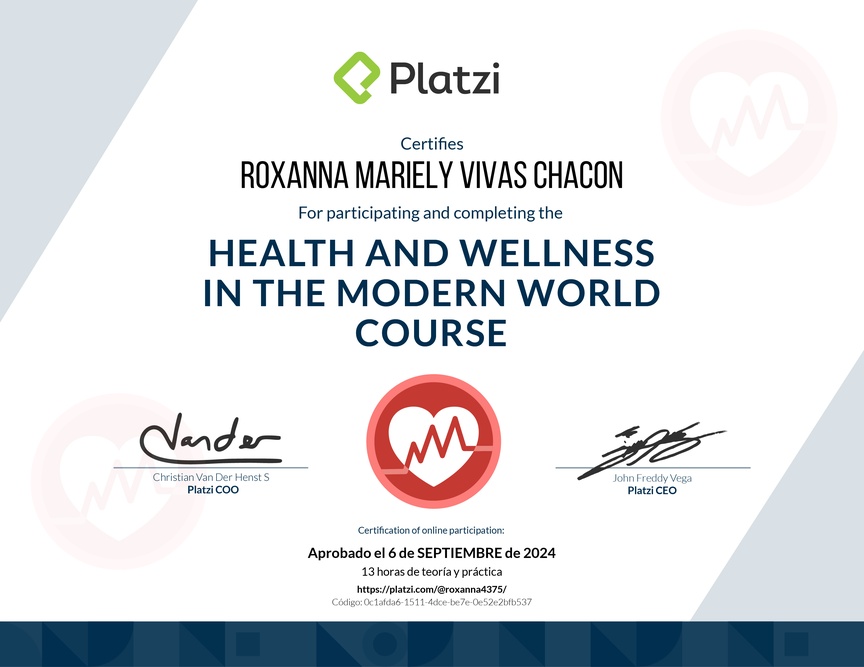 Diploma del Curso de Salud y Bienestar en el Mundo Actual
