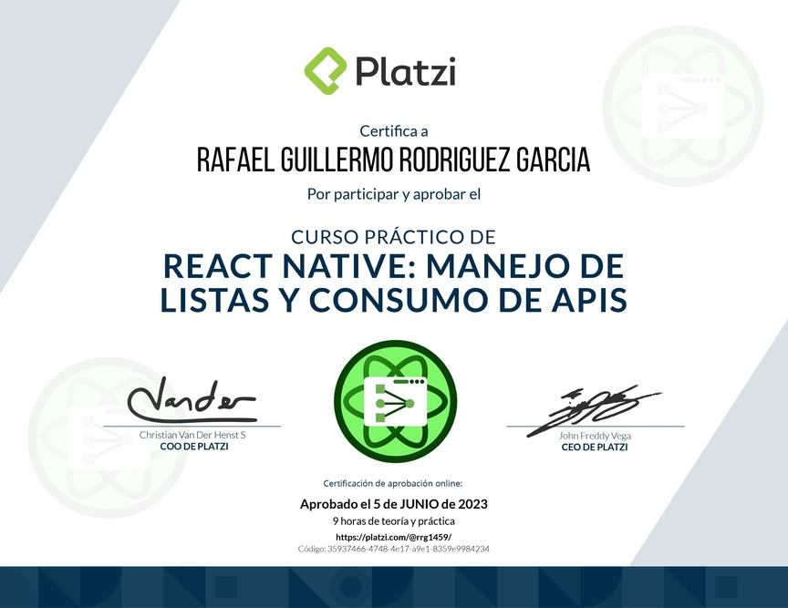 Diploma del Curso de React Native: Manejo de Listas y Consumo de APIs