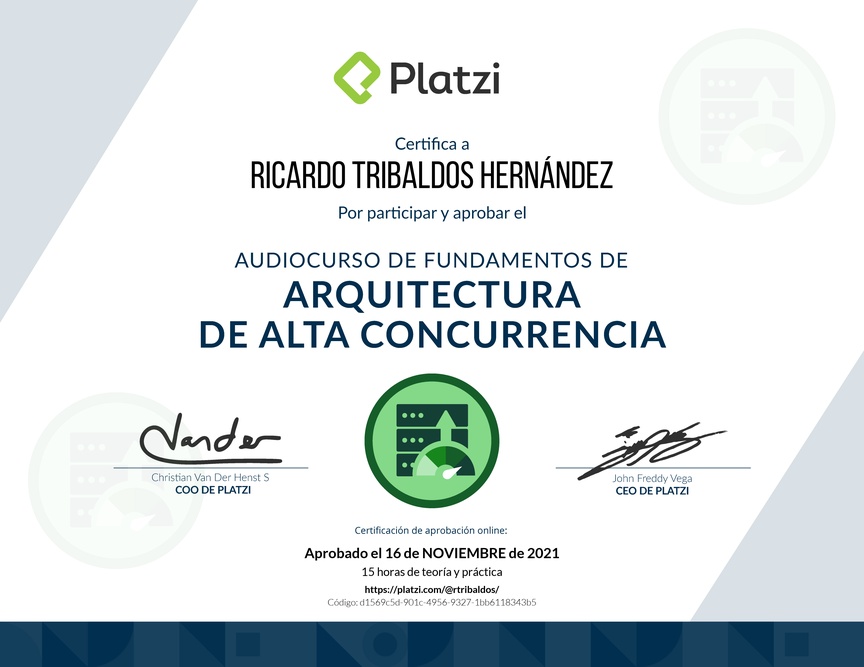 Diploma de Audiocurso de Fundamentos de Arquitectura de Alta Concurrencia