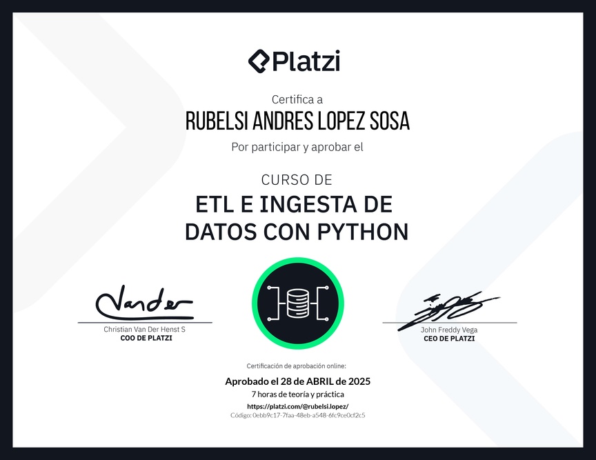Diploma del Curso de ETL e ingesta de datos con Python