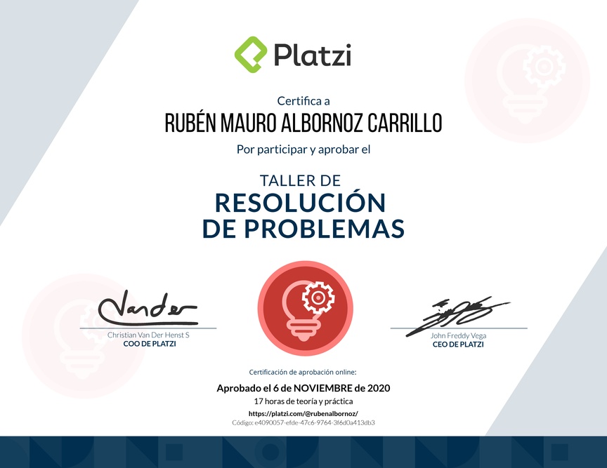 Diploma de Audiotaller de Resolución de Problemas