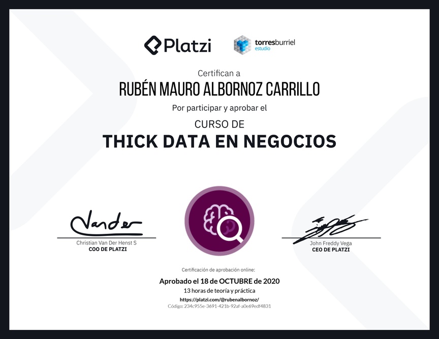 Diploma del Curso de Thick Data en Negocios