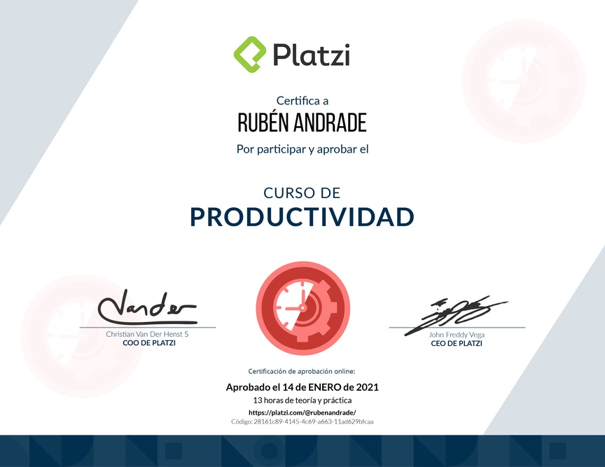 Diploma del Curso de Productividad