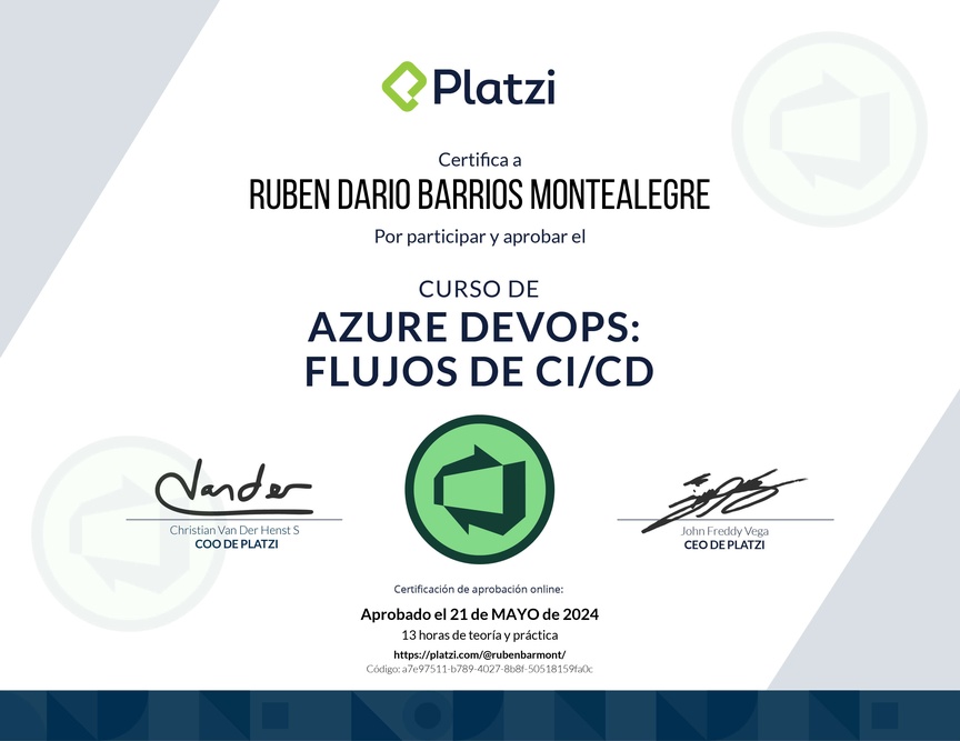 Diploma del Curso de Azure DevOps: Flujos de CI/CD