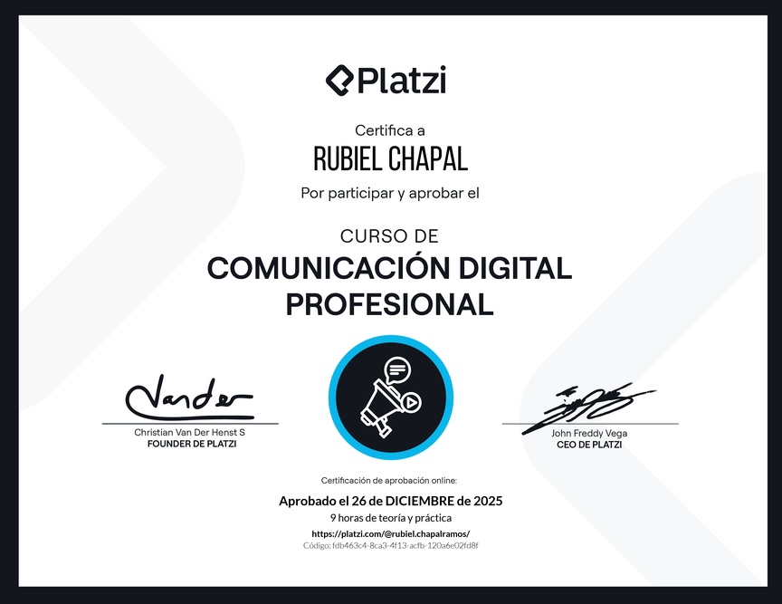 Diploma del Curso de Comunicación Digital Profesional