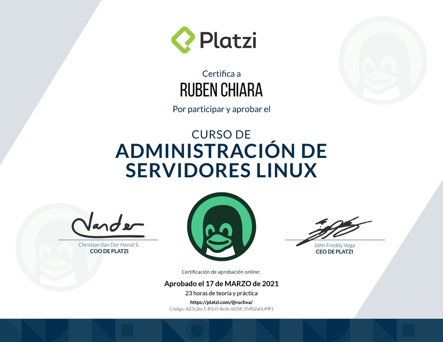 Diploma del Curso de Administración de Servidores Linux
