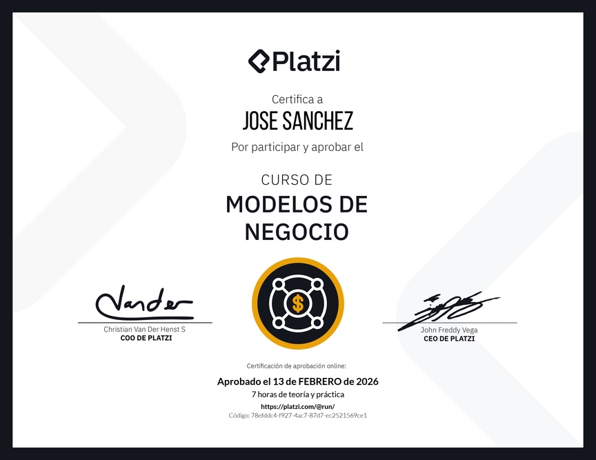 Diploma del Curso de Modelos de Negocio