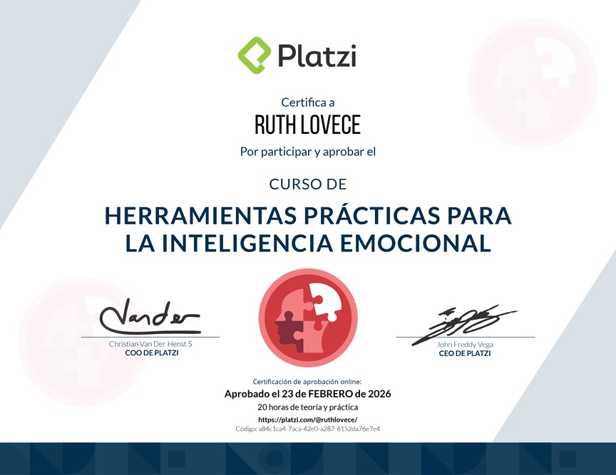 Diploma del Curso Herramientas Prácticas para la Inteligencia Emocional