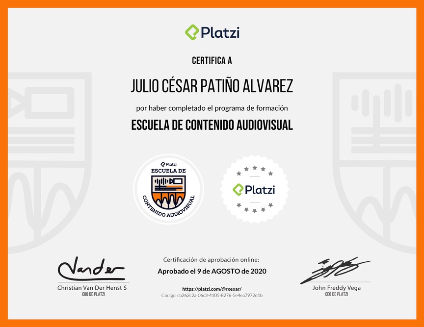 Diploma de la Ruta de Aprendizaje de Contenido Audiovisual