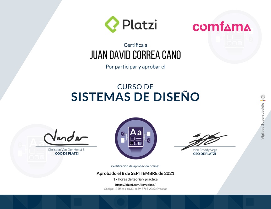 Diploma del Curso de Sistemas de Diseño Efectivos