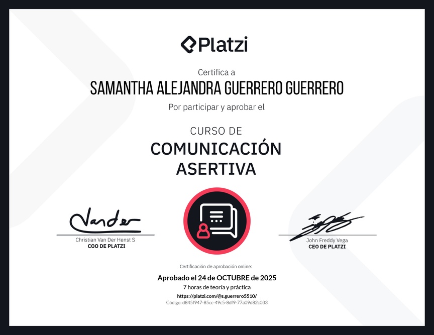 Diploma del Curso de Comunicación Asertiva
