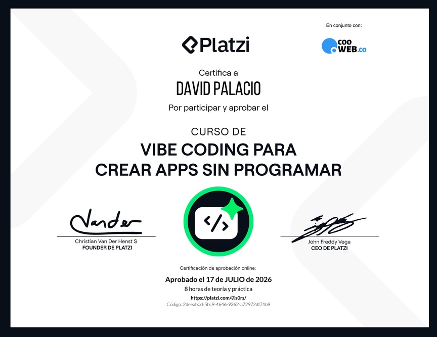 Diploma del Curso de Vibe Coding para Crear Apps sin Programar con Google AI Studio