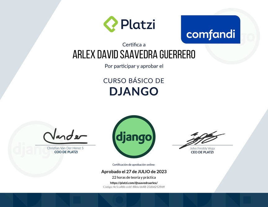 Diploma del Curso Básico de Django