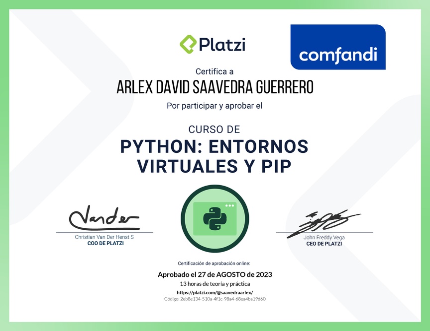 Diploma del Curso de Python: PIP y Entornos Virtuales