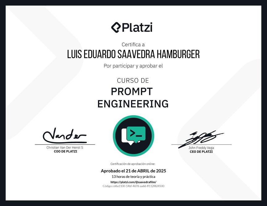 Diploma del Curso de Prompt Engineering