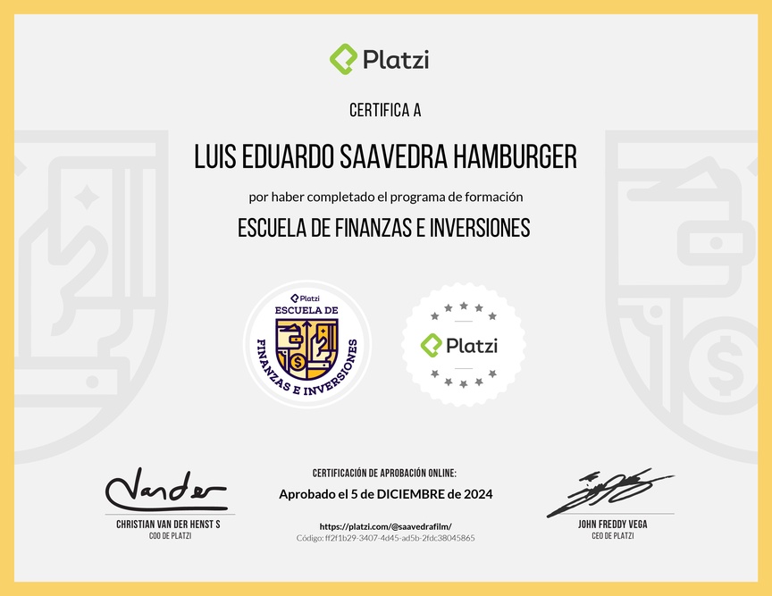 Diploma de la Ruta de Aprendizaje de Finanzas e Inversiones