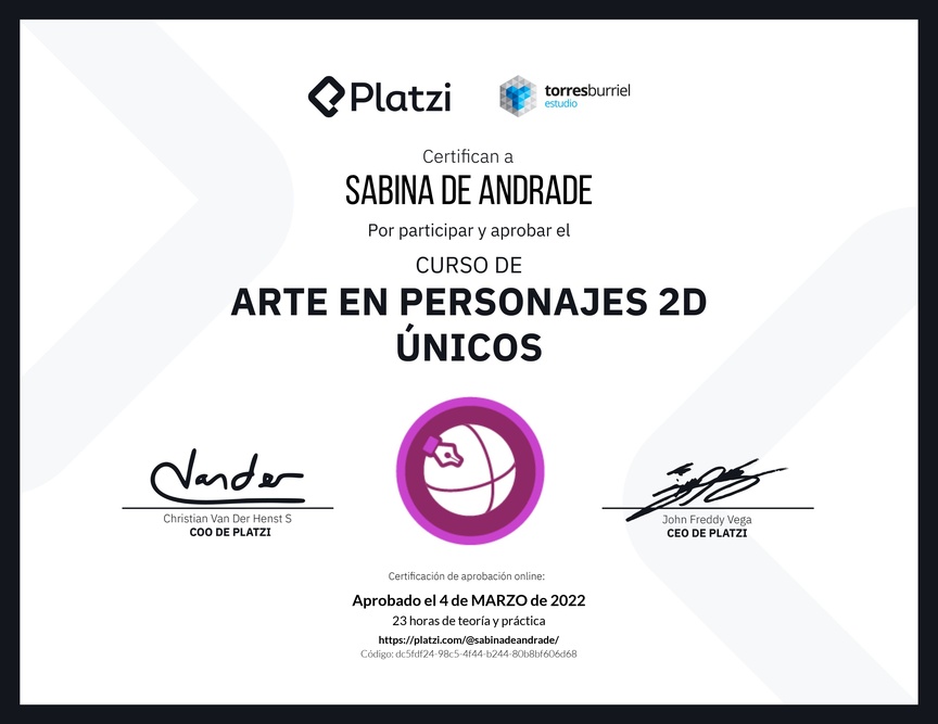 Diploma del Curso de Arte en Personajes 2D Únicos