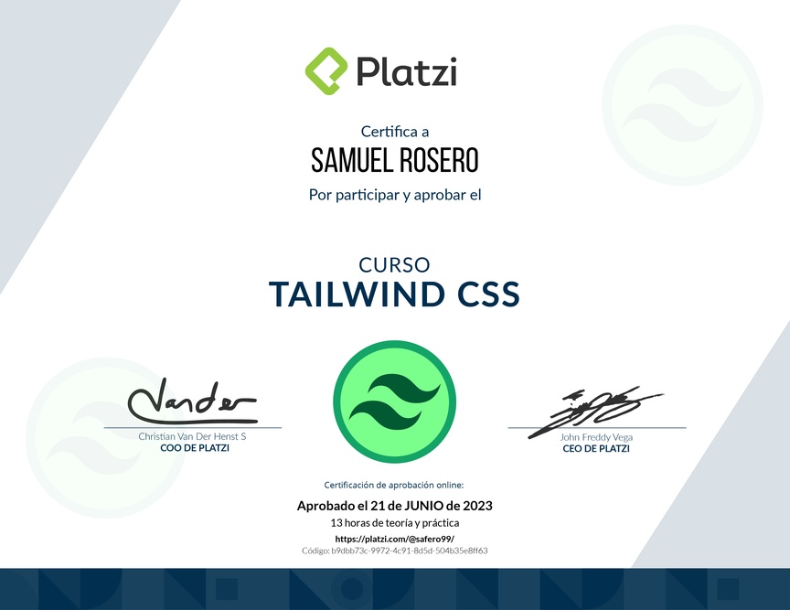 Diploma del Curso de Tailwind CSS 1