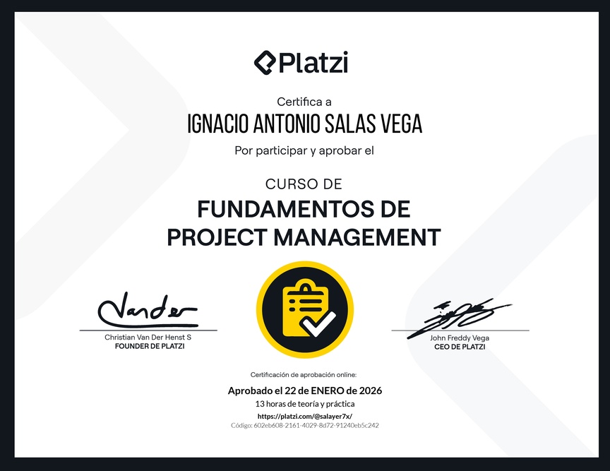 Diploma del Curso de Fundamentos de Project Management