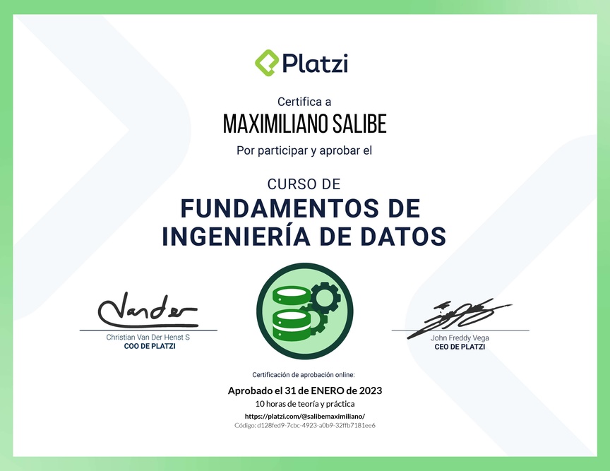 Diploma del Curso de Fundamentos de Ingeniería de Datos