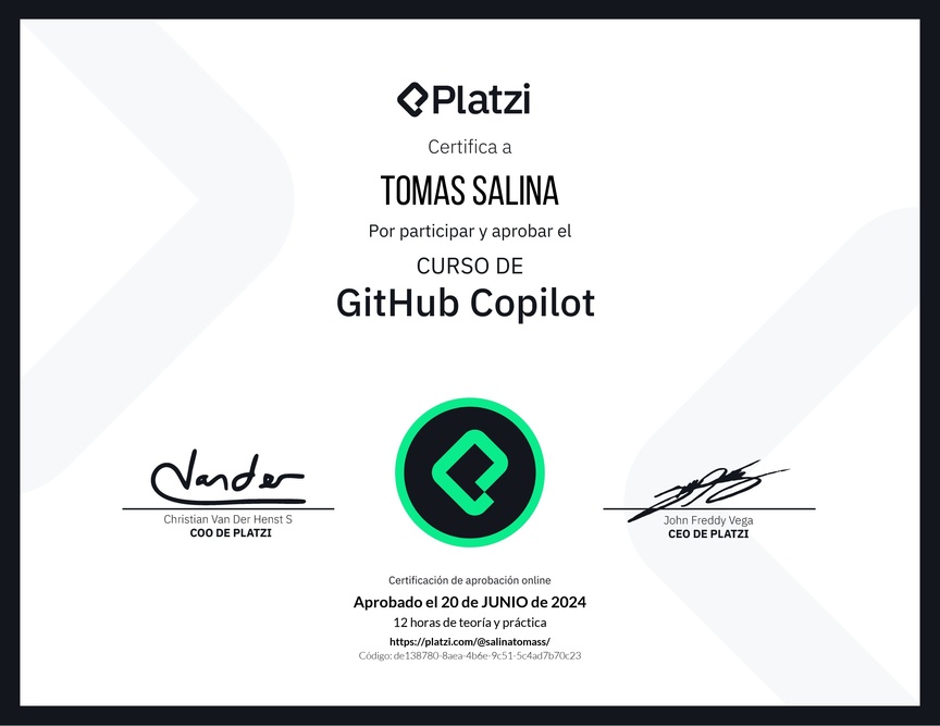 Diploma del Curso de GitHub Copilot