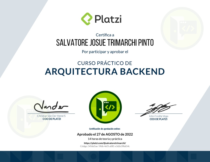 Diploma del Curso Práctico de Arquitectura Backend