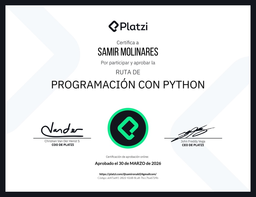 Diploma de la Ruta de Aprendizaje de Programación con Python