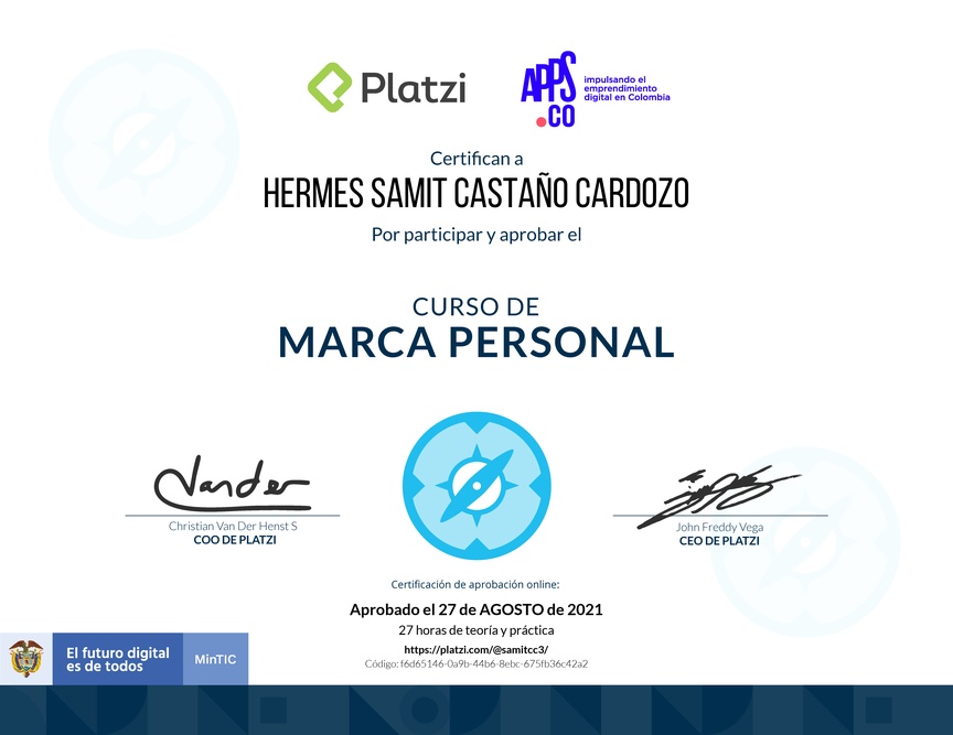 Diploma del Curso de Marca Personal