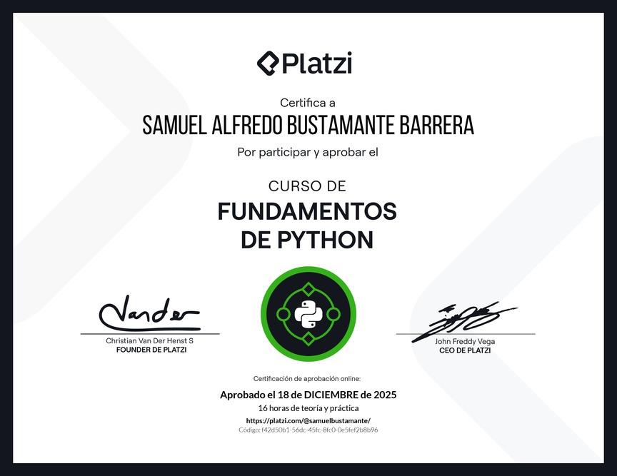 Diploma del Curso de Fundamentos de Python