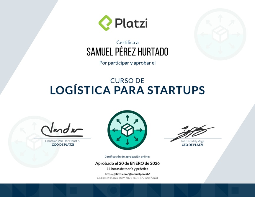 Diploma del Curso de Logística para Startups