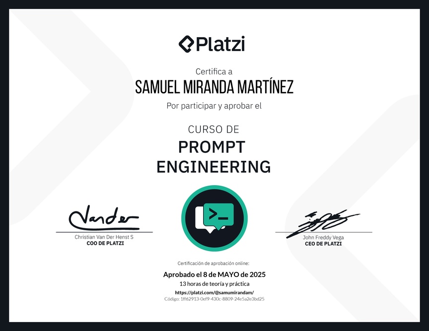 Diploma del Curso de Prompt Engineering