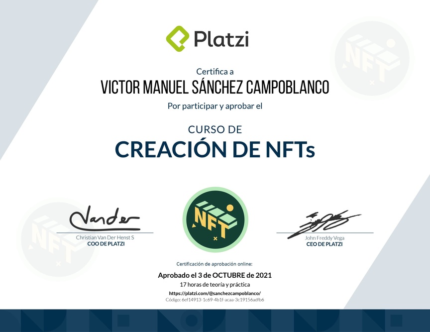 Diploma del Curso de Creación de NFT