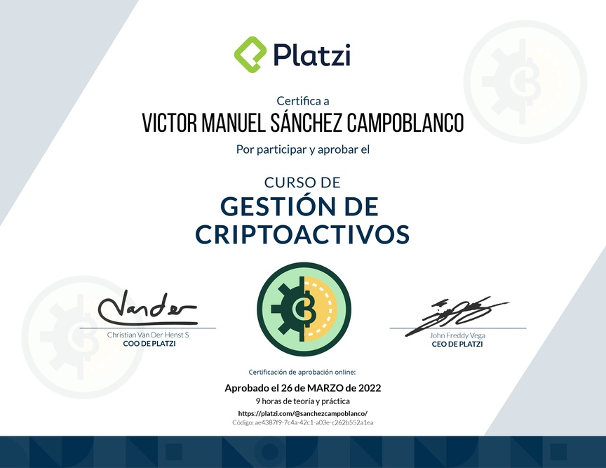 Diploma del Curso de Gestión de Criptoactivos