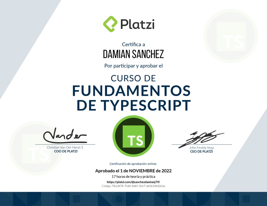 Diploma del Curso de TypeScript 3