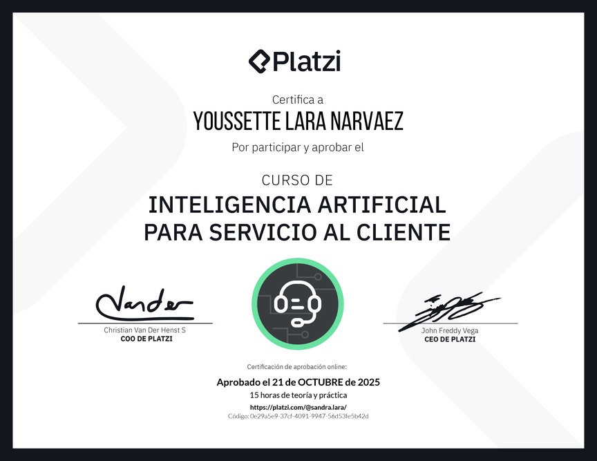 Diploma del Curso de Inteligencia Artificial para Servicio al Cliente