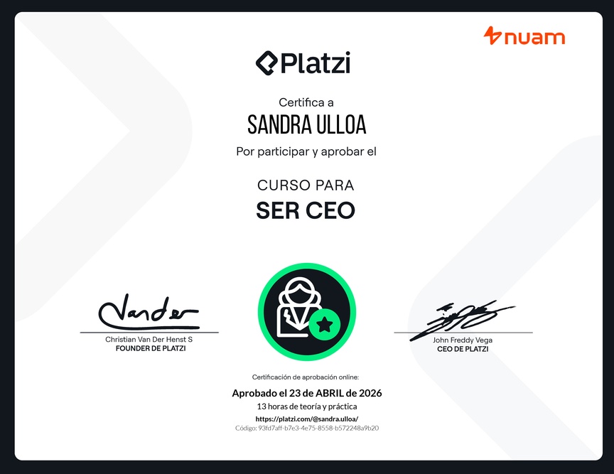Diploma del Curso para ser CEO 2025