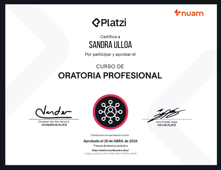 Diploma del Curso de Oratoria Profesional
